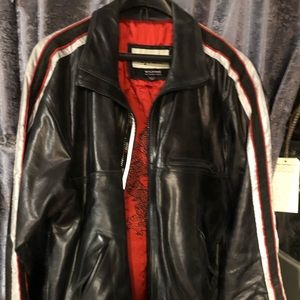 Wilson M Julian Black Leather Jacket / Coat Large